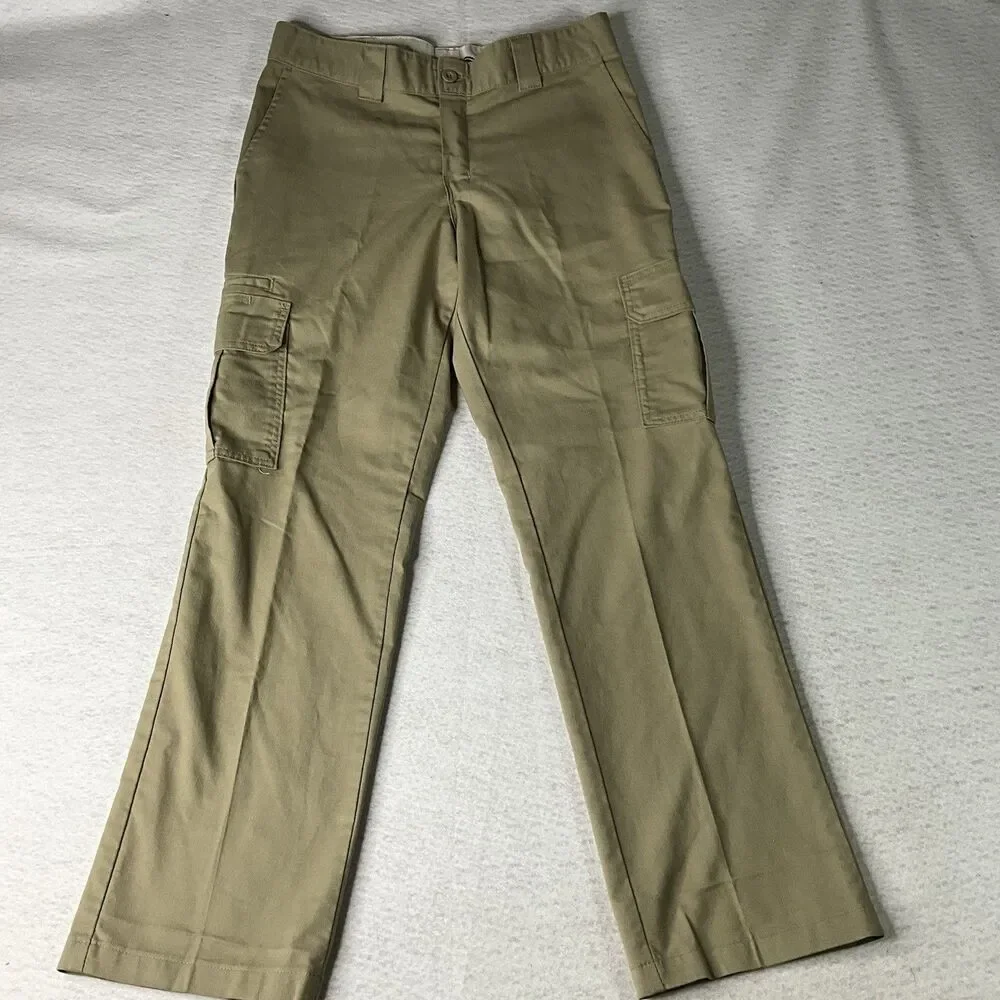 Dickies Mens Pants 32x32 Beige Khaki Twill Flex Cargo Pocket Workwear Cargo